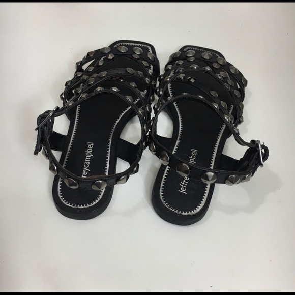 NWOT Jeffrey Campbell Calath black studded sandals - Picture 3 of 4